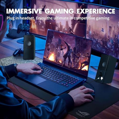 PC Speakers -USB-Powered Computer Speakers for Desktop PC with Volume Control, Gaming Speaker with 3.5mm Aux Multimedia for Laptop/Desktop/Tablets/Phone
