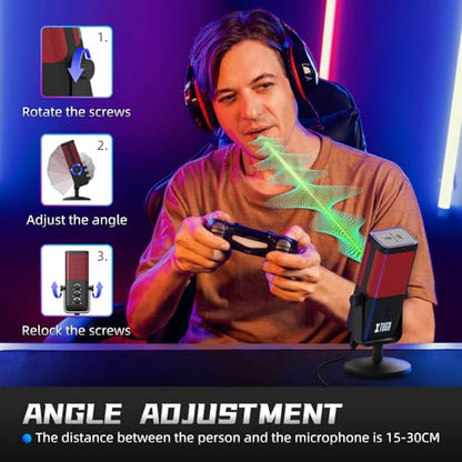 XTUGA M7 Dynamic Microphone for Gaming Streaming with RGB Light,Computer Condenser Mic Noise Reduction Real-Time Monitoring for Podcast,Studio,PC,PS5,Mac,YouTube