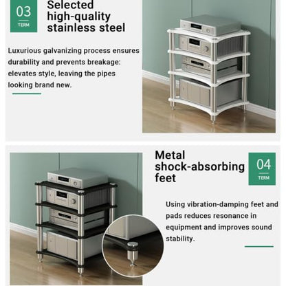 HiFi Amplifier Rack Cabinet, Audio Equipment Stand with Spiked Feet | Stereo Component Shelf, Heavy Duty AV Rack for Power Amplifier, Turntable and Home Theater System(Teak,1-layer) - color: Teak, size: 1-layer