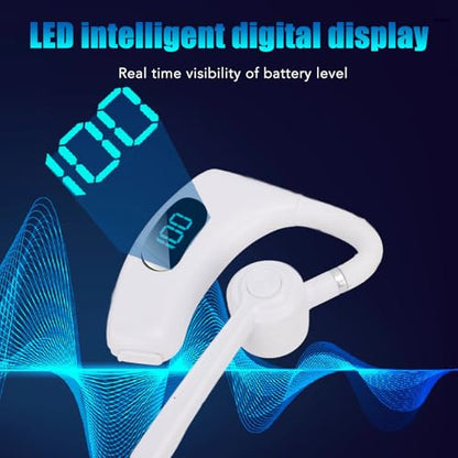 VBESTLIFE Bluetooth Headset, Bluetooth Earpiece, Noise Reduction Single Ear Earphones for Cell Phone, Laptop, Driver Trucker (White) - color: White