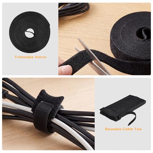 285 PCS Cable Management Kit - for Computer TV Under Desk - Black | cable organizer electrical cord management