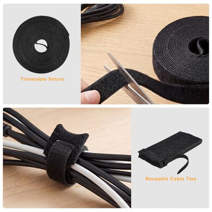285 PCS Cable Management Kit - for Computer TV Under Desk - Black | cable organizer electrical cord management