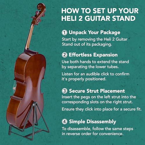K&M - König & Meyer 17580.014.55 - Heli 2 Guitar Stand - Folding A-Frame for Acoustic Guitars - Adjustable and Collapsible – Sturdy and Durable - Professional Choice - German Made - Black - color: Black