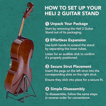 K&M - König & Meyer 17580.014.55 - Heli 2 Guitar Stand - Folding A-Frame for Acoustic Guitars - Adjustable and Collapsible – Sturdy and Durable - Professional Choice - German Made - Black - color: Black