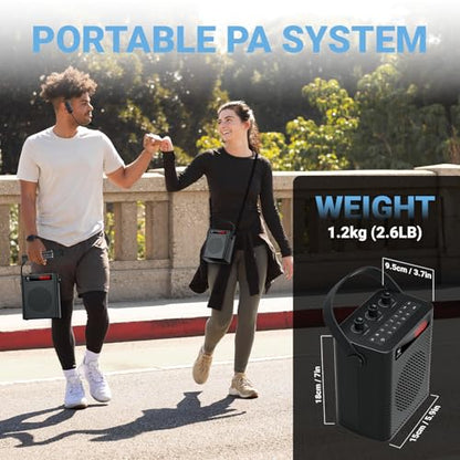 Voice Amplifier Wireless Microphone/Handheld Mic with 4 Sound Effects S95 | Rechargeable Portable Microphone and Speaker Set Wireless karaoke System, Personal Sound Amplifier for Teachers Speaking