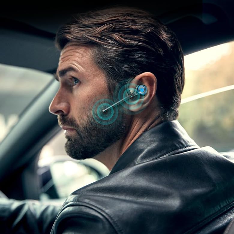 AYI Wireless Bluetooth Earpiece Headphone Dual Noise Cancelling Mic Painless Open-Ear Handsfree Headset Stereo Sound Left/Right Changeable Earhook Earphones for Driving/Business/Gym - color: SM908 SINGLE EAR Black