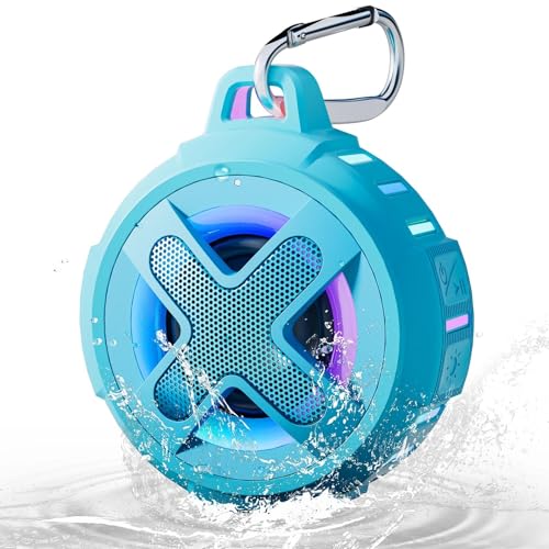 XLEADER X8(2 Gen) Upgraded, Bluetooth Shower Speaker, Certified IP67 Waterproof, 10W Pro Sound&Deep Bass, 24Hrs Playtime, Stocking Stuffers for Teens Men, White Elephant Gifts, Teal - color: B-Teal