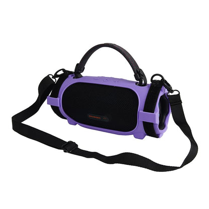 Silicone Case Cover for JBL Charge 6 Portable Bluetooth Speaker, Soft Protective Sleeve Travel Carrying Protective Cover Speaker Silicone Case with Shoulder Strap and Bike Strap (Purple) - color: Purple
