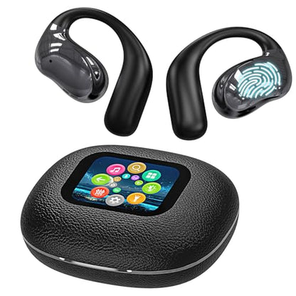 Piluyaa Open Ear Earbuds Ultra Comfort Wireless Bluetooth 5.4 Headphones Over The Ear Earbuds with Intelligent Touch Screen EarHooks IPX7 Waterproof Bone Conduction Earphones for Fitness Sports-Black - color: BLACK
