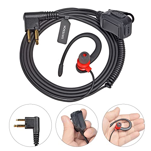 UAYESOK 2 Pin Walkie Talkie Earpiece with Mic for Motorola, 2 Pack | G Shape Headset, For CP110 CP185 CP200 CP200D CLS1110 CLS1410 DTR550 DTR650 RDU2020 SP50 P200, Yaesu FT-65R