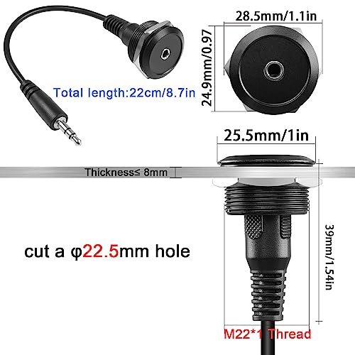 QIANRENON TRS 3.5mm Stereo Threaded Fixing Round Connector 1/8 TRS Male to Female Short Cable Panel Mount Headphone Adapter for Microphones Headphone - style: Male