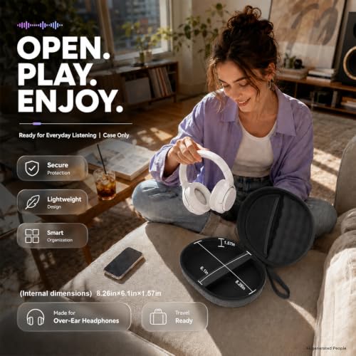 Hard Headphone Case for JBL Tune 770NC/510BT/720BT/520BT/670NC | Wave Foam, Elastic Strap, Soft Lining, Mesh Pocket, Carry Handle, Folded Headphone Storage, Deep Gray, Case Only - color: Deep Grey