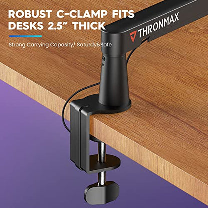 THRONMAX Twist S6 Microphone Boom Arm, Low Profile Mic Stand with Cable Management,Desk Clamp, Versatile Mounting, All-Metal and Fully Adjustable Mic Arm for Streaming, Gaming, Home Office,Universal