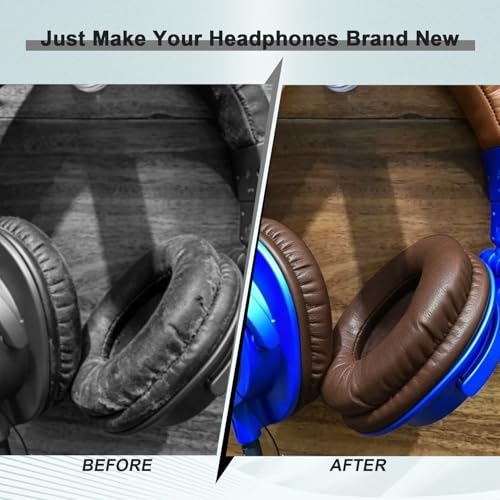 Replacement Ear Pads for Audio Technica ATH M50X M50XBT M50RD M40X M30X M20X MSR7 SX1 Monitor Headphones, Headset Ear Cushions, Headset Earpads, Ear Cups Cover (Brown) - color: Brown