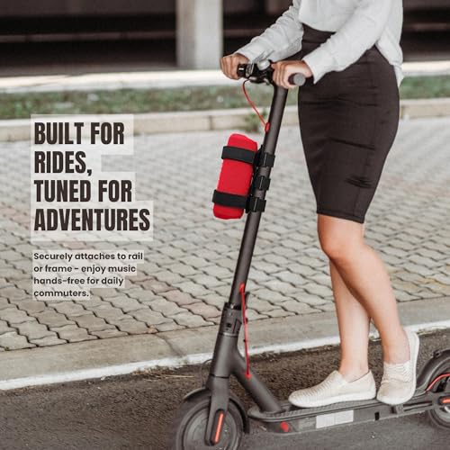 Portable Speaker Mount for Bike - Heavy-Duty Waterproof Hook and Loop Fastener Strap Holder Fitting Railing, Roll Bar & Frame of Bicycle, Golf Cart, Scooter, UTV, ATV, Motorcycle, Stroller - color: Black Grained Basic