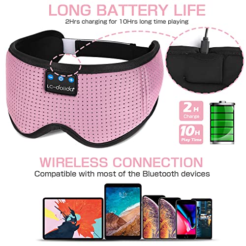 Sleep Mask with Bluetooth Headphones,LC-dolida Sleep Headphones Bluetooth Sleep Mask 3D Sleeping Headphones for Side Sleepers Best Gift and Travel Essential (Classical Pink) - color: Classical Pink