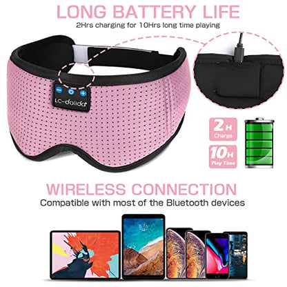 Sleep Mask with Bluetooth Headphones,LC-dolida Sleep Headphones Bluetooth Sleep Mask 3D Sleeping Headphones for Side Sleepers Best Gift and Travel Essential (Classical Pink) - color: Classical Pink
