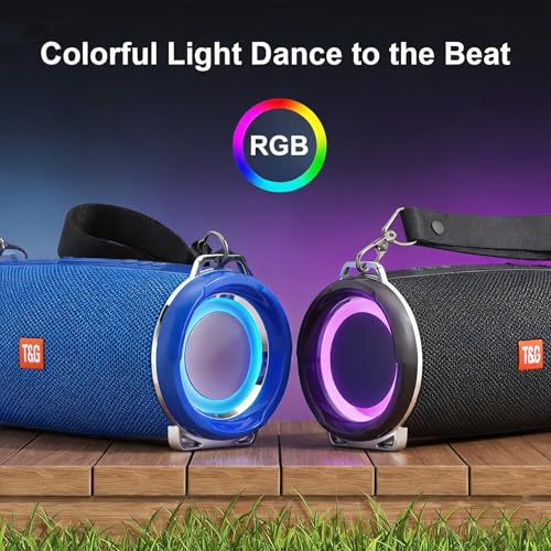 T&G 20W Loud Ourdoor Speaker with Strap, IPX5 Waterproof Portable Boombox | 12H playtime, Deep base, Travel Bluetooth speaker ,FM radio, TF/ USB/TWS. Ideal rugged gift for men, beach, golf,blue - color: BLUE