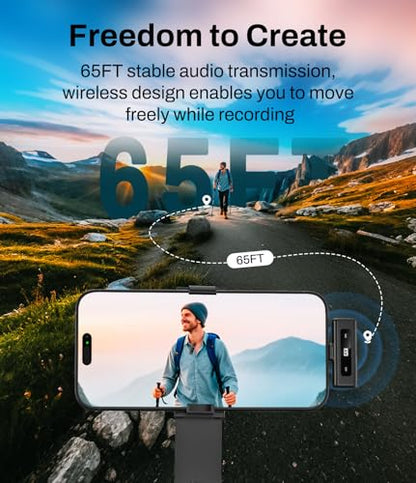 Wireless Lavalier Microphone for USB-C, Plug & Play Clip-On Mic with Active Noise Reduction, Long Battery Life, Wide Compatibility for iPhone 15/Android/PC/Vlog/YouTube