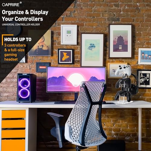 OAPRIRE Controller Stand Headset Stand, 3 Tier Acrylic Gaming Controller Holder Compatible with PS4, PS5, PC, Xbox, Universal Design (Clear) - color: Clear, size: 3 Tier-without lights