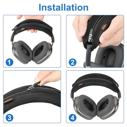 Headphone Cover for Apple AirPods Max, Soft Sports Fabric Replacement Headband Cushion Pad Cover Compatible with Apple AirPods Max Headphone Protector - Black