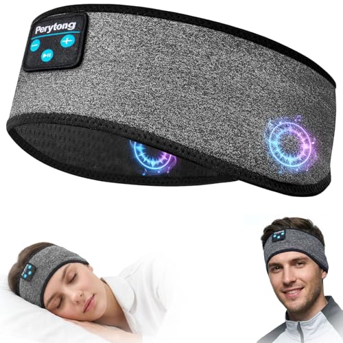 Sleep Headphones with Bluetooth, Wireless Sports Headband with 14Hrs Ultra-Thin HD Speakers & Mic, USB-C Rechargeable, Detachable Washable Headband for Side Sleepers, Insomnia, Travel, Yoga, Gym - color: MatteGrayBlack
