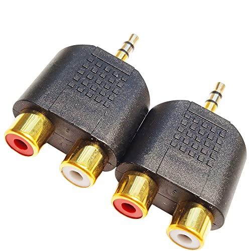 3.5mm Stereo to 2-RCA Splitter Audio Adapter Gold Plated 2pcs | 3.5mm TRS Male to Dual RCA Female Jack Y Plug Audio Converter