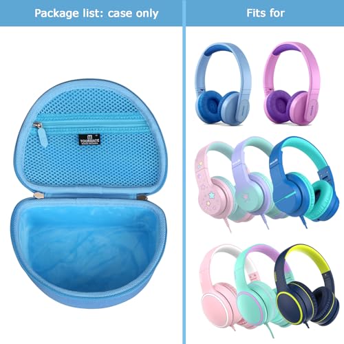 Tourmate Hard Travel Case for Philips K4206 Kids Wireless On-Ear Headphones/iClever HS19 Kids RORSOU R10 On-Ear Headphones, Protective Carrying Storage Bag (Blue, Case Only) - color: Blue