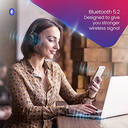 Jabra Evolve2 75 MS Wireless Headphones - Compatible with Zoom, Teams Webex, Phone Calls, 25 Hour Battery, USB-A Bluetooth Dongle for PC, Laptop, MAC, Mobile Wallet, Global Teck Gold Support Plan - color: Black, style: Evolve2 75 STEREO