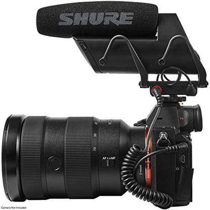 Shure VP83F LensHopper Camera-Mounted Condenser Shotgun Microphone with Integrated Digital Flash Recording - Windscreen, Superior RF Immunity, Backlit LCD, 5-Position Joystick, Rycote Lyre Shock Mount - style: Integrated Flash