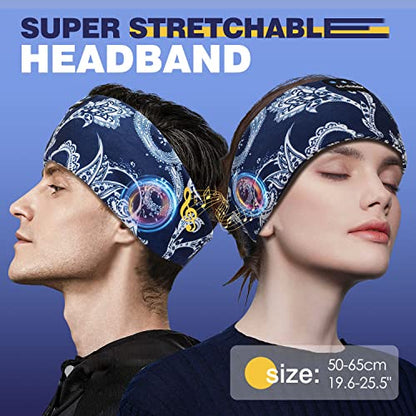 LC-dolida Sleep Headphones Bluetooth Headband Sleeping Wireless Headband Headphones with Thin HD Stereo Speakers Perfect for Side Sleepers, Sport, Yoga, Travel - color: Boho Blue