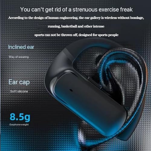 Wireless Earbuds Sports Bluetooth Headphones Earphones LED Display Charging Case Over-Ear Buds with Earhooks Headset for Workout Driving Walking (Black) - color: #01Black(T60)