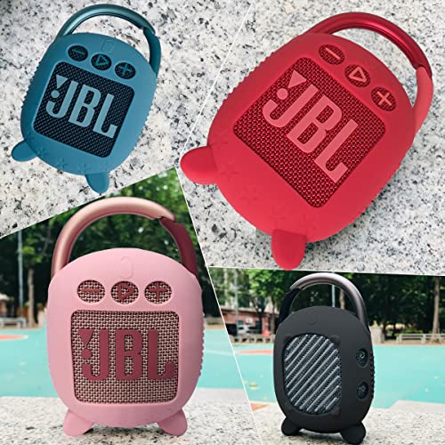 JCHPINE Silicone Cover and Carrying Case for JBL Clip 4 Bluetooth Speaker - color: Black
