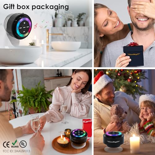 XLEADER Pro Shower Speaker (Upgraded) Certified IPX7 Waterproof Bluetooth Speaker, 8W Crystal Sound&Rich Bass, 15H Playtime, with Suction Cup, Silicone Lanyard, Ideal Gifts, SoundAngel Mate(2 Gen) - color: Dot Light