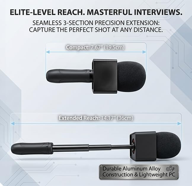 Mic Holder Stand for DJI Mic Mini2/Mini/3/2 RODE Wireless Microphone Desk Desktop Tripod & Handheld Interview Adapter, 2in1 Tabletop Telescopic Handle with Mic Flag for Vlog Podcast