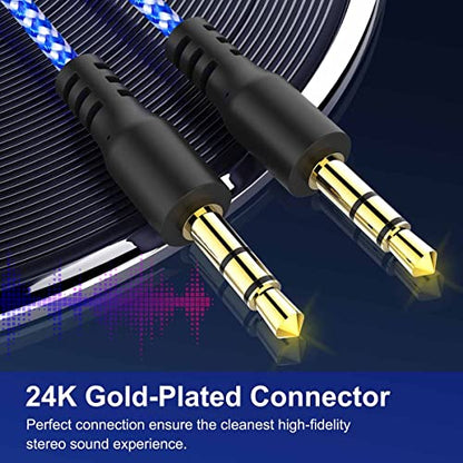 AUX Cord for Car, 7 Pack 3.5mm Auxiliary Audio Cable, Stereo AUX Cable with Flexible Nylon Braided Cords for Car iPad iPhone Samsung Galaxy Google Pixel Tablet PC Headphone Speaker Mic