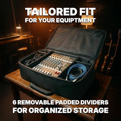 Rockville MBP2220 Pro Mixer Bag, 22"x20", Rugged Design, Padded Dividers, Water-Resistant, Comfort Straps, Perfect for Mixers, DJ Equipment