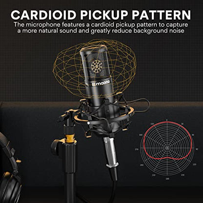 MAONO Condenser Microphone with 25mm Large Diaphragm, Professional Cardioid Studio Condenser Recording Mic with 3.5mm XLR for podcasting, Streaming, Singing, Vocal, Home-Studio (AU-PM325T)