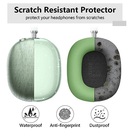 for AirPods Max case Cover,Anti-Scratch Ear Pad Case Cover/Ear Cups Cover/Headband Cover for AirPods Max. Clear Soft TPU and Silicone,Skin Scratch Proof. - color: 3PC-Glitter Green