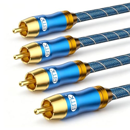 EMK Digital Coaxial Audio Cable for Audiophile 75-Ohm SPDIF Coax Subwoofer Cable RCA to RCA with OFC Core and Shielded (10ft/3m-2PCS) - size: 10ft/3m-2PCS