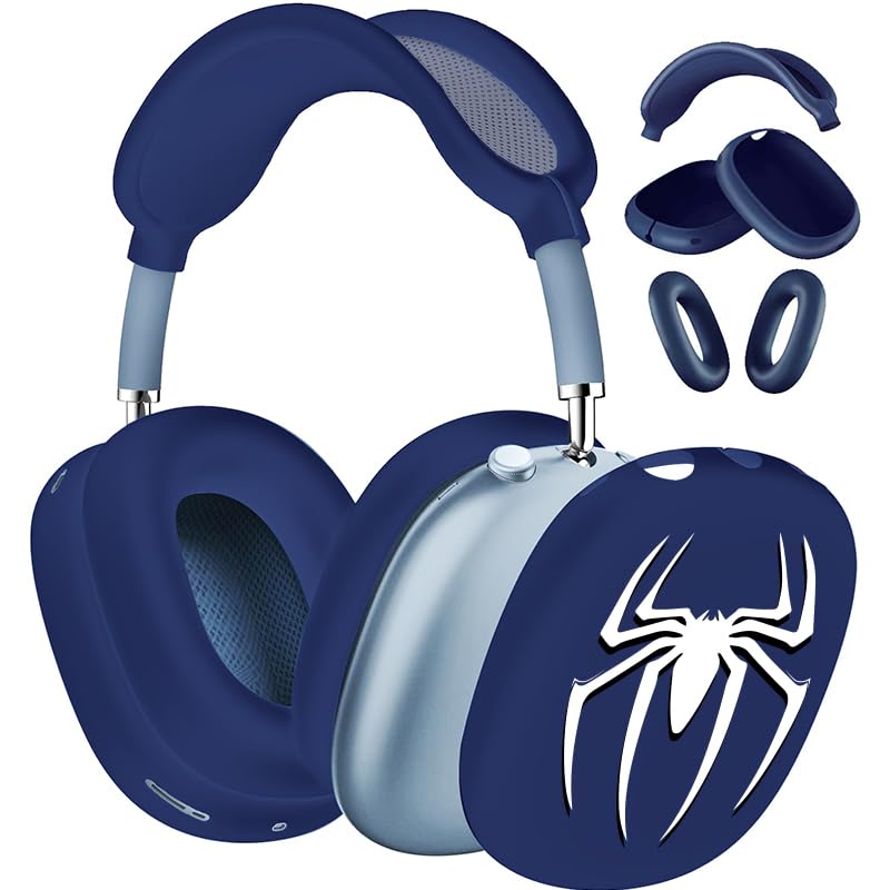 3-in-1 Silicone Case Cover for AirPods Max 2/AirPods Max Headphones, Apple AirPod Max Accessory Protective Cover, Headband/Ear Cups/Ear Pad Covers, Anti-Scratch and Sweatproof - color: Navy Blue