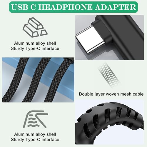 90 Degree USB C to 3.5mm Headphone Cable,90 Degree Type C Male to 3.5mm Female Aux Audio Dongle Converter,for Devices with Type-C Interface (C) - style: C