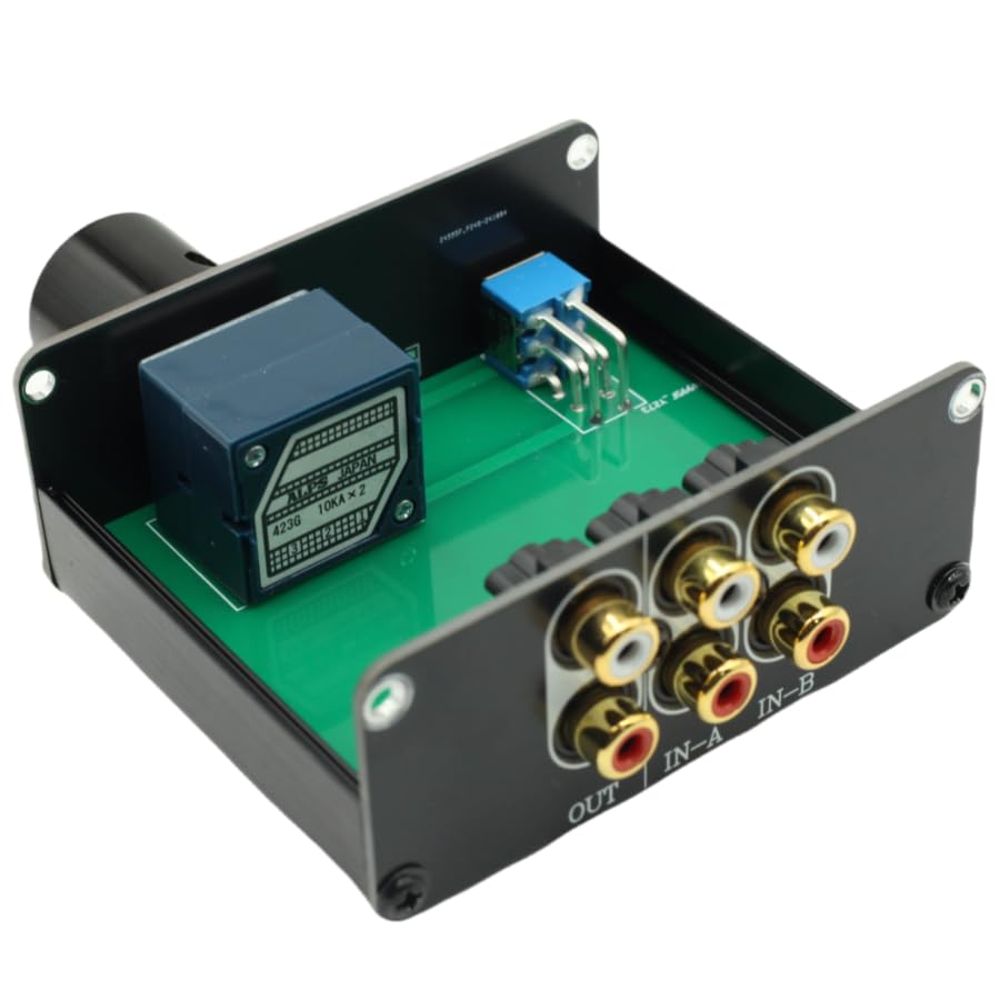 HiFi RCA Audio Switch A/B Selector, Passive Preamplifier Stereo Audio preamp Volume Adjust with ALPS RK27
