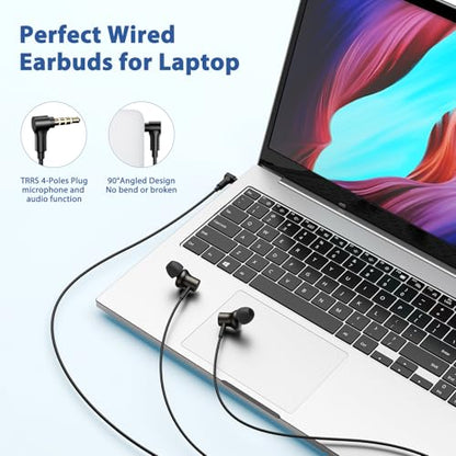 APETOO 3.5mm Wired Earbuds in-Ear Magnetic Headphones for School Chromebook | HiFi Stereo Noise Isolation Corded Aux Ear Buds with Mic Volume Control for iPhone 6/Galaxy A15 A14 Laptop PC Gaming Consoles