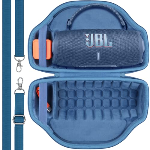 co2CREA Case for JBL Charge 6 Portable Bluetooth Speaker, Blue | High-Density Foam Padding, Reinforced Handle, Detachable Shoulder Strap, Compact Lightweight Design, Dust Protection - color: Blue Case