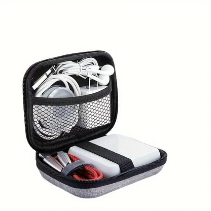 AALFA Digital Storage Hard Bag for iPhone, Airpods, Headphones, SD Cards, Travel Cable Organizer Pouch - Compact Portable Case with Zipper