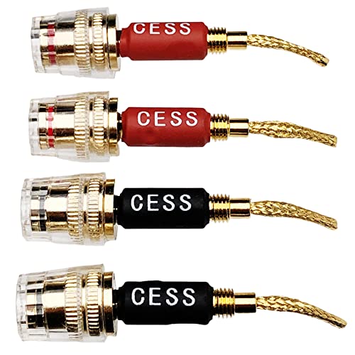 CNCESS CESS-220 Pin Banana Plug to 4mm Female Banana Jack/Speaker Wire, 4 Pack (Braided-Type to 4mm) - style: Braided-type to 4mm
