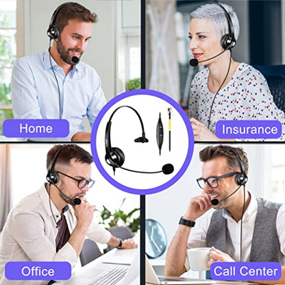 Callez RJ9 Telephone Headset for Yealink Grandstream Avaya Panasonic Snom | Office Phone Headset with Noise Cancelling Microphone, Work for Yealink T31P T33G T46U T54W T57W Grandstream GRP2612 2613