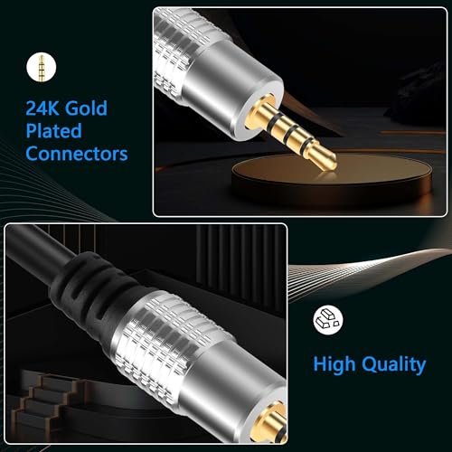 GINTOOYUN 2 Pack TRRS 3.5mm Audio Cable 3.2Ft 3.5mm Male Jack to Bare Wire Open End TRS 4 Pole Stereo 1/4" for Stereo Speaker Subwoofer Headset Earphone Microphone Cable with Gold-Plated Plugs
