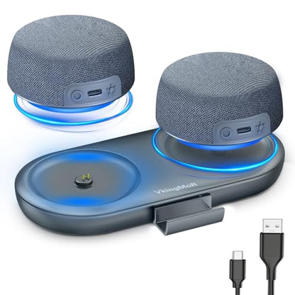 Dual Bluetooth Speaker Set with TWS & Magnetic Base Wireless Speakers - color: Gray
